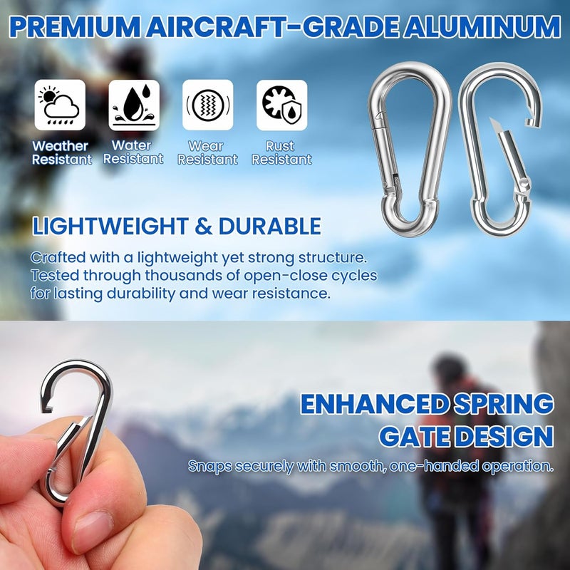 Hoople Small Carabiner Clip 30pcs 1.57 Inch – Heavy Duty Spring Snap Hooks, Durable Alloy Mini Carabiners for Keys, Rope, Swing Set, Camping, Hiking, Fishing, Traveling, Dog Leash, Quick Link Keychain - Image 4